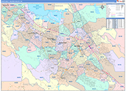 South Bay-Silicon Valley Metro Area Wall Map Color Cast Style